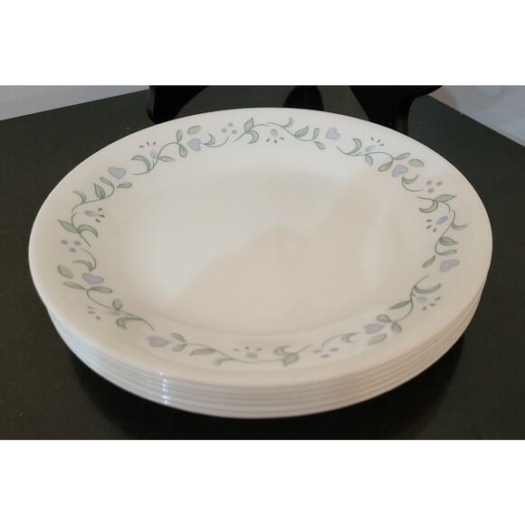 Corelle Country Cottage (Set of 6) Bread Plates 6 5/8" White Green/Blue Hearts - Picture 5 of 10